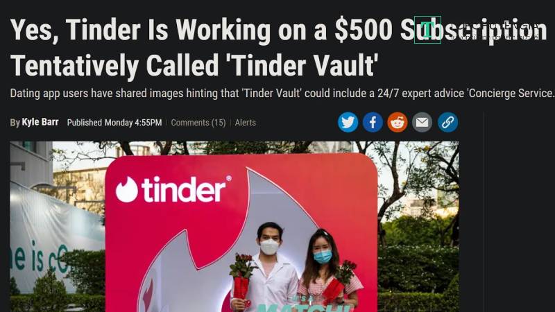 Tinder nghiên cứu gói Tinder Vault